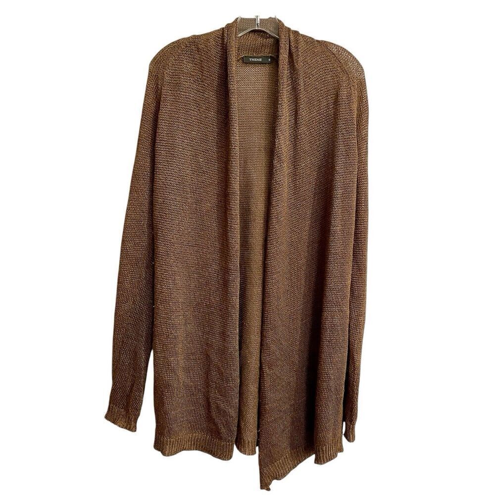 Theme Long Sleeve Knit Open Front Cardigan Women's Small Brown Boho Mino…